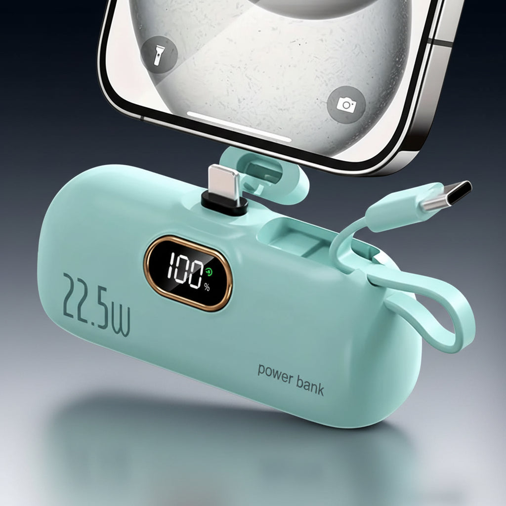 22.5W Mini Portable Charger Power Bank with 3 Output Ports, 5000Mah Fast Charging Battery Pack with LED Display