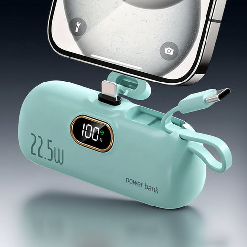 22.5W Mini Portable Charger Power Bank with 3 Output Ports, 5000Mah Fast Charging Battery Pack with LED Display